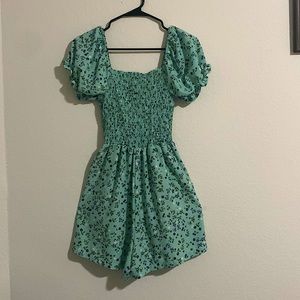 Medium Teal Flowered Romper
